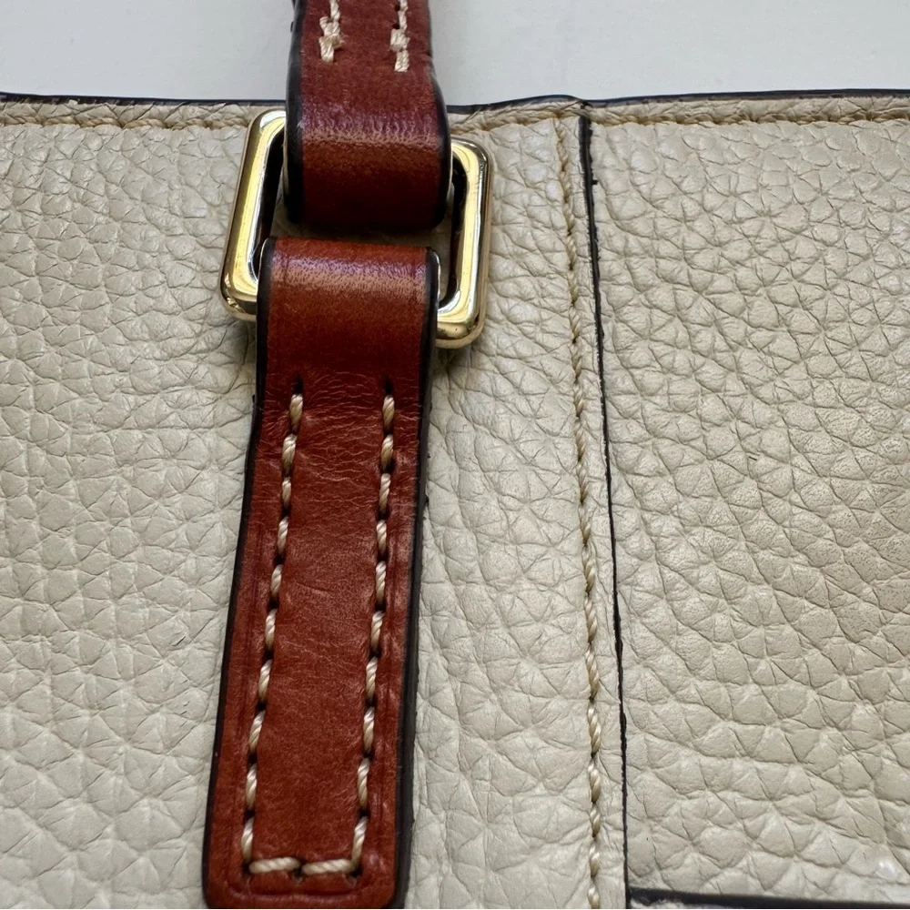 Dooney & Burke Cream Pebble Grain Lexington Shoulder Tote Bag - Picture 7 of 15